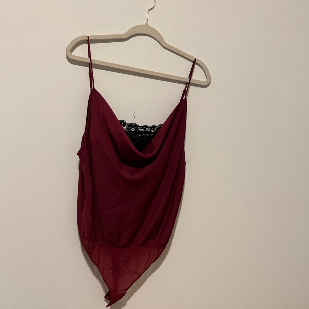 Free People Burgundy Lace Bodysuit